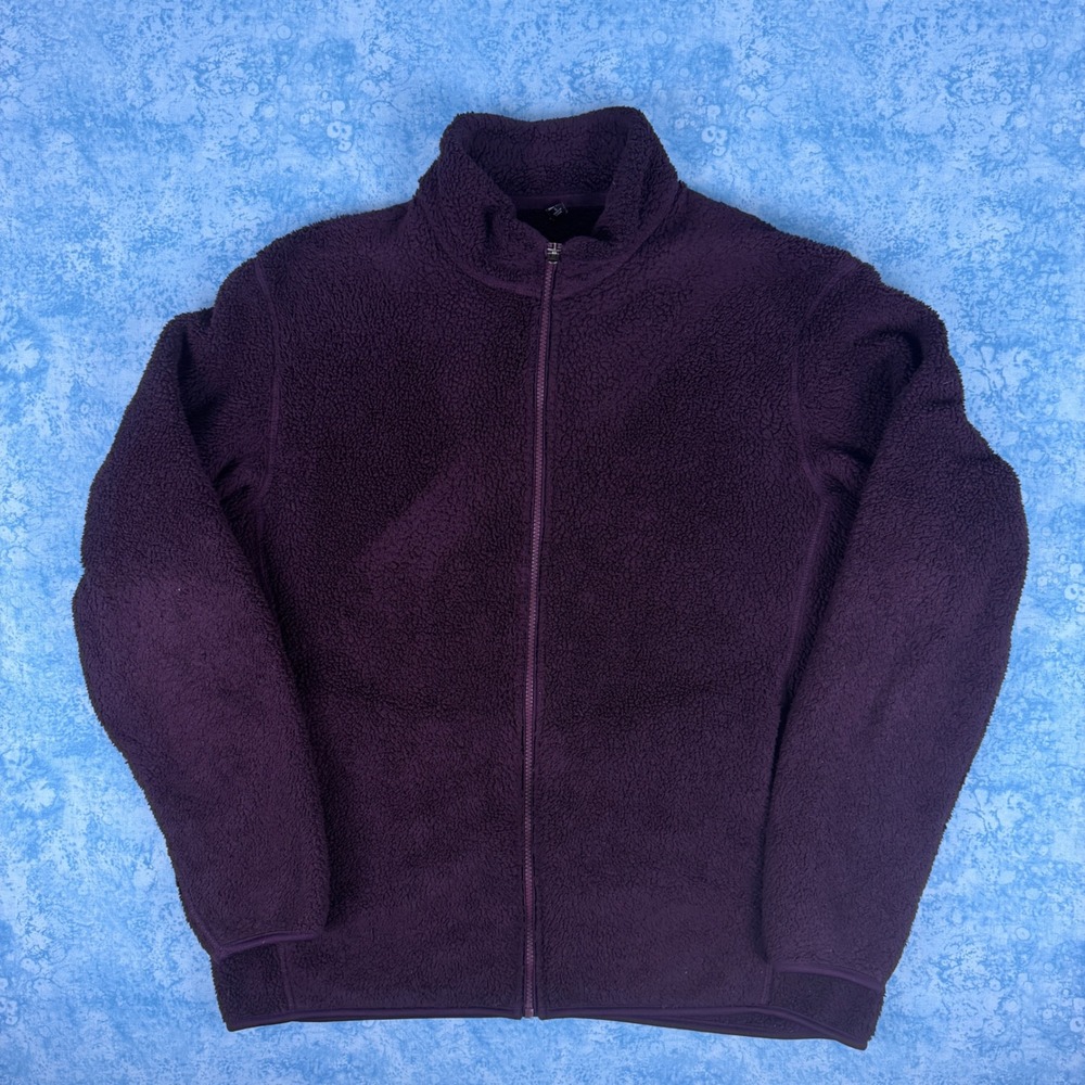 Uniqlo Full Zip Jacket Sherpa Fleece Men's Large Purple